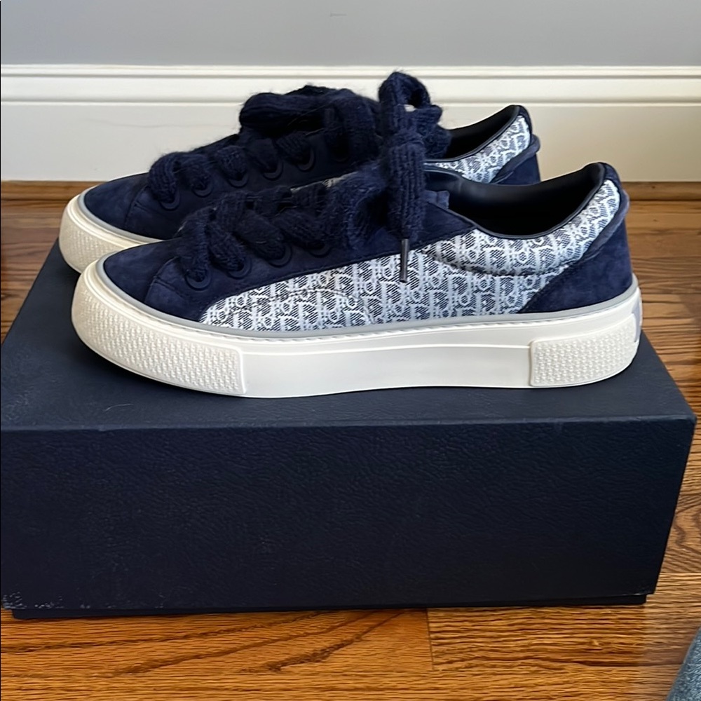 Dior B33 Blue and White Suede Sneakers